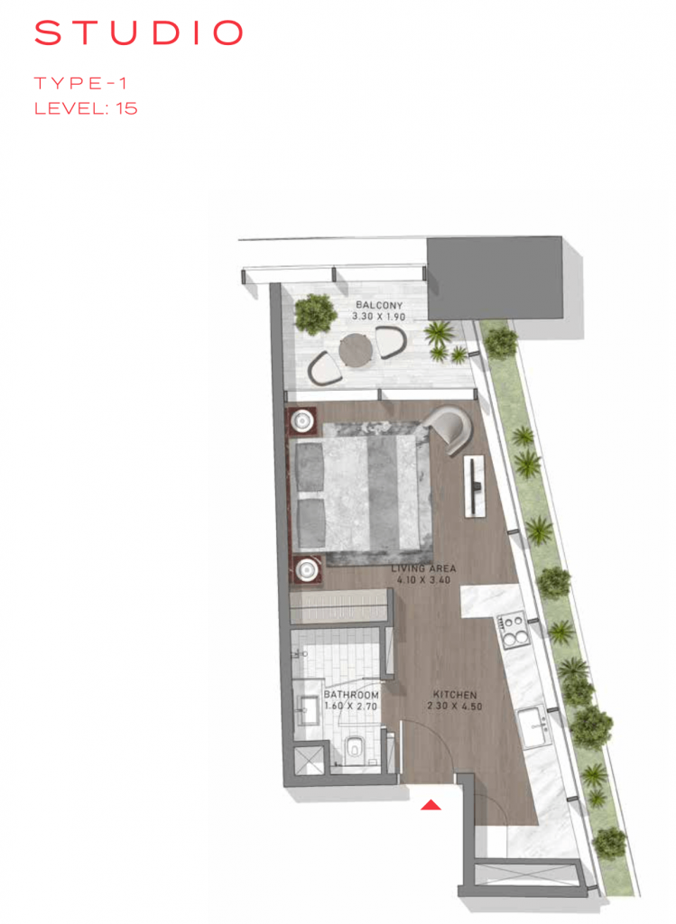 Studio Type 1 Floorplan